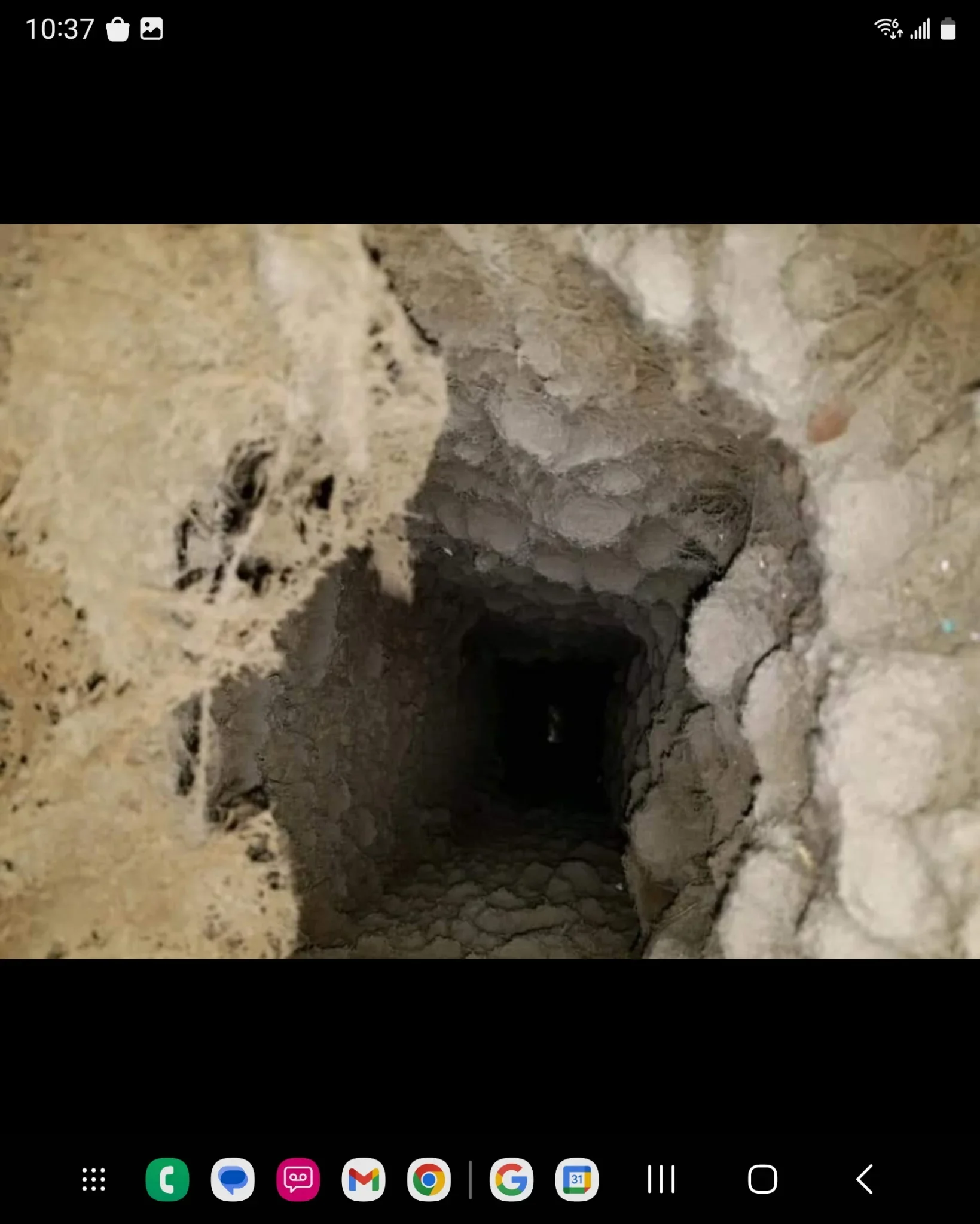 Interior ductwork after cleaning, showing removed dust and debris buildup from HVAC system